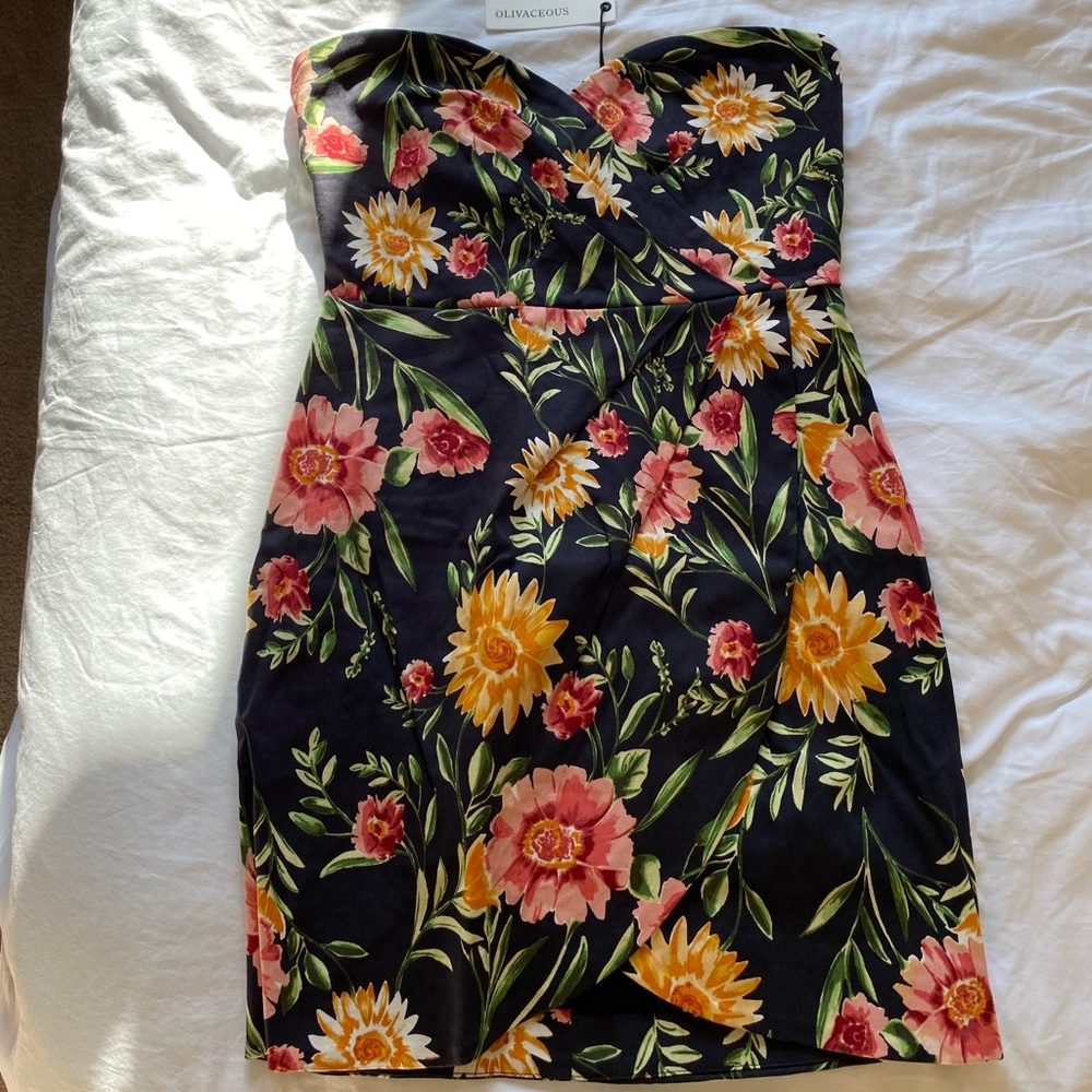 Olivaceous Floral Dress- M